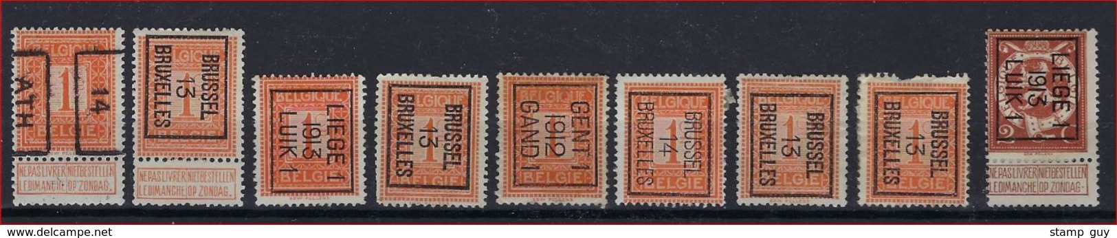 PELLENS 9 Zegels Voorafgestempeld Met O.a. Nrs. 2264 En TYPO Nr. 43 B ; Staat Zie Scan ! Verkoop Aan 15 Euro ! - Typografisch 1912-14 (Cijfer-leeuw)