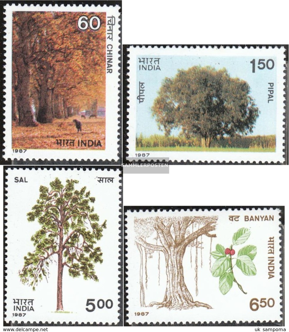 India 1122-1125 (complete Issue) Unmounted Mint / Never Hinged 1987 Trees - Nuovi