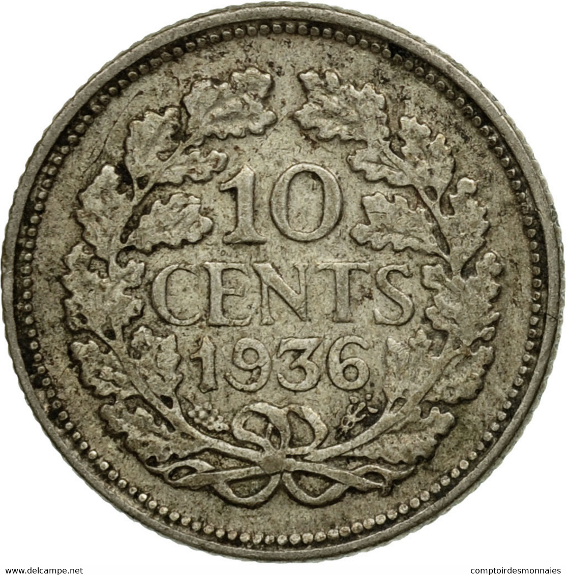 Monnaie, Pays-Bas, Wilhelmina I, 10 Cents, 1936, TB, Argent, KM:163 - 10 Cent