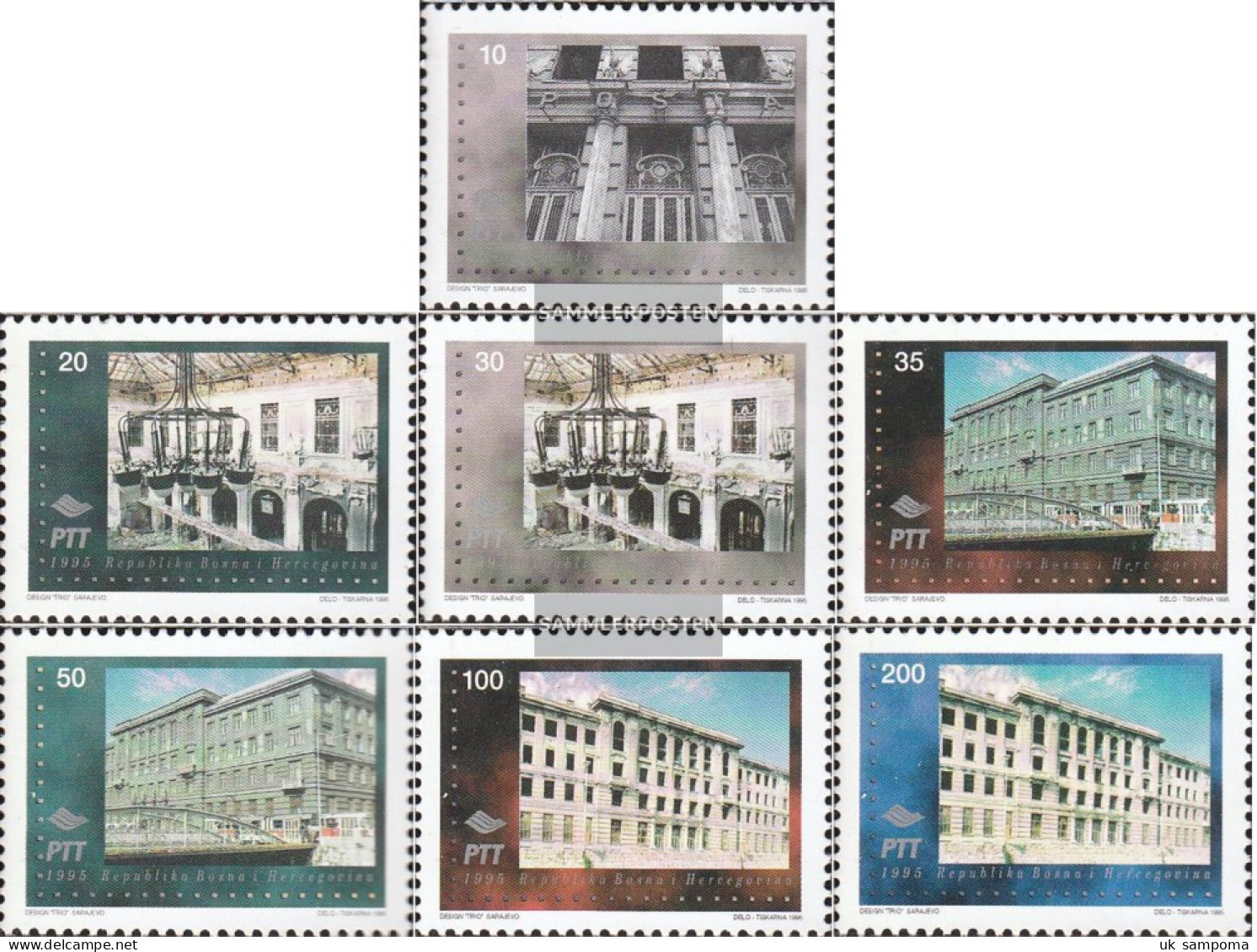 Bosnia-Herzegovina 13-19 (complete Issue) Unmounted Mint / Never Hinged 1995 Main Post Office Sarajevo - Bosnia And Herzegovina