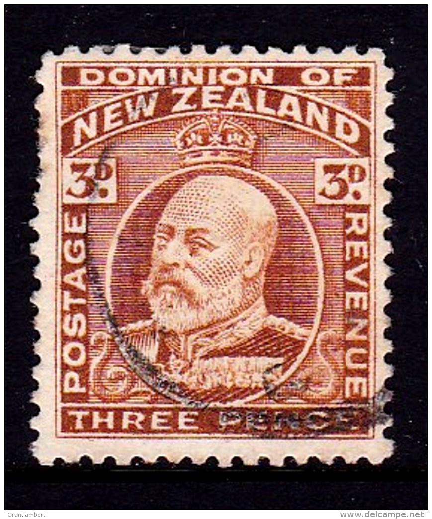 New Zealand 1909 King Edward VII 3d Chestnut Used  SG 389 - - Used Stamps