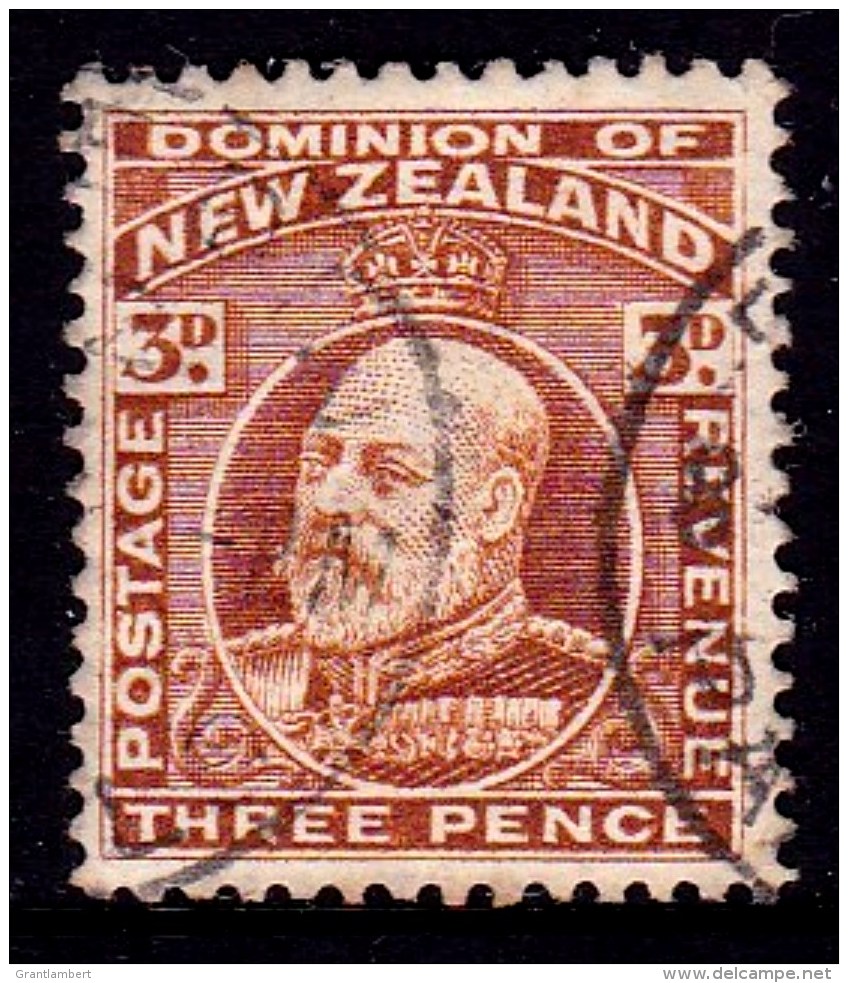 New Zealand 1909 King Edward VII 3d Chestnut Used  SG 389 - Used Stamps