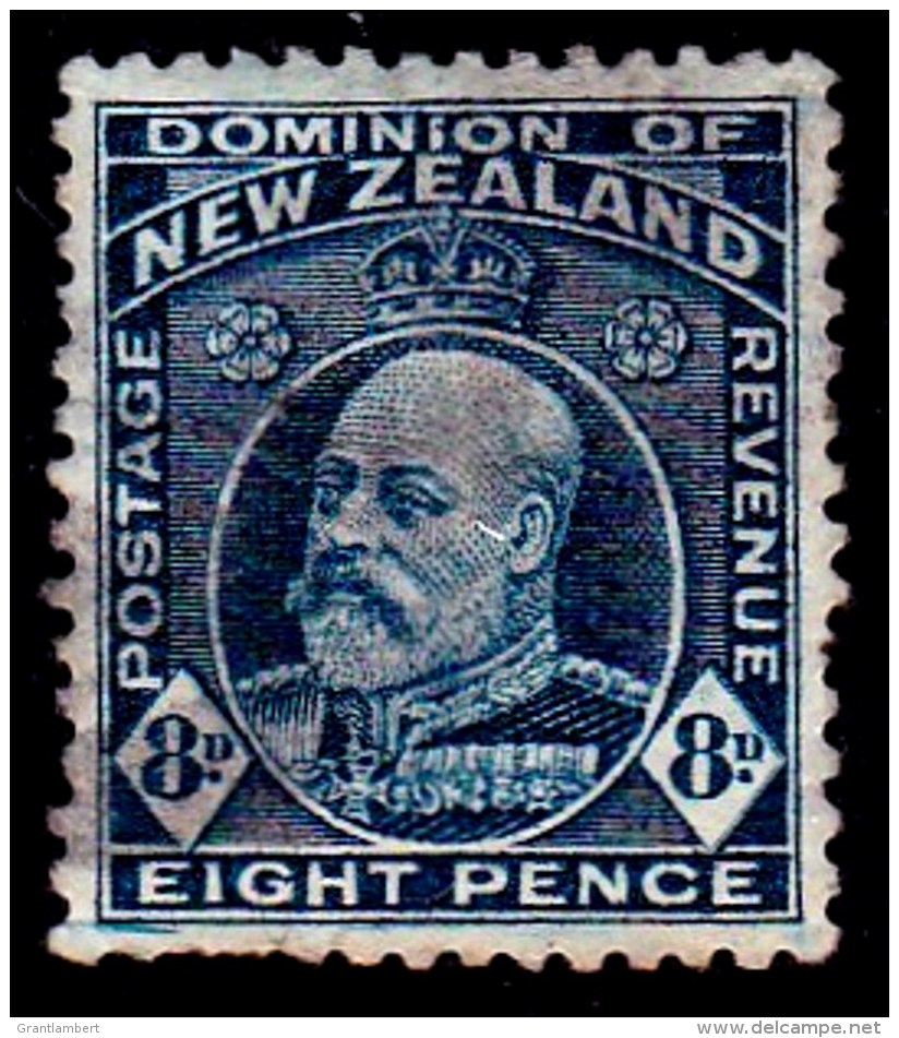 New Zealand 1909 King Edward VII 8d Indigo-blue Used  SG 393 - Used Stamps