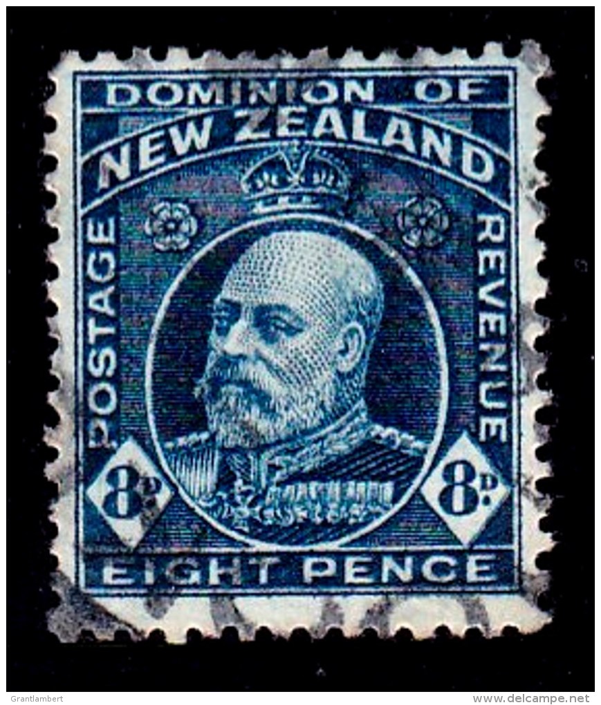 New Zealand 1909 King Edward VII 8d Indigo-blue Used  SG 393 - - Used Stamps