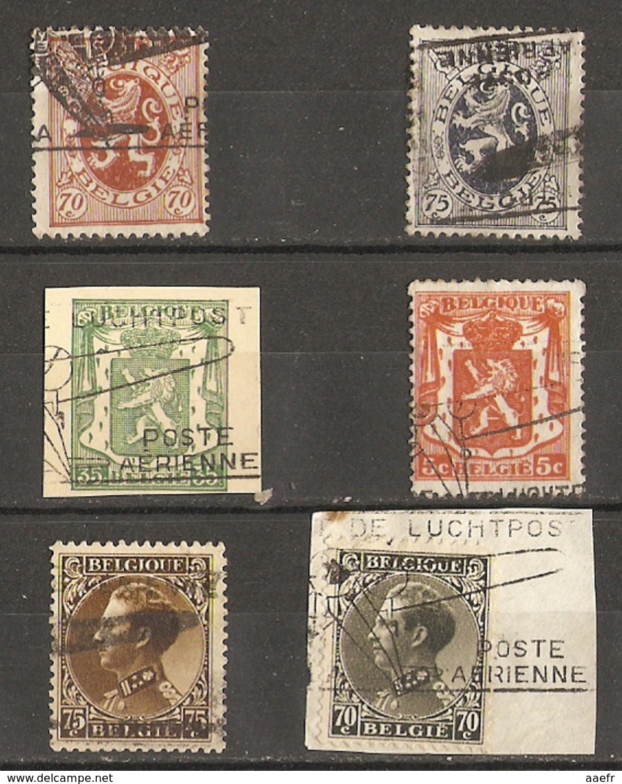 Belgique  - Petit Lot De 5 Timbres Et Un Fragment D'Entier Postal  Surchargés Poste Aérienne - Luchtpost - Lettres & Documents