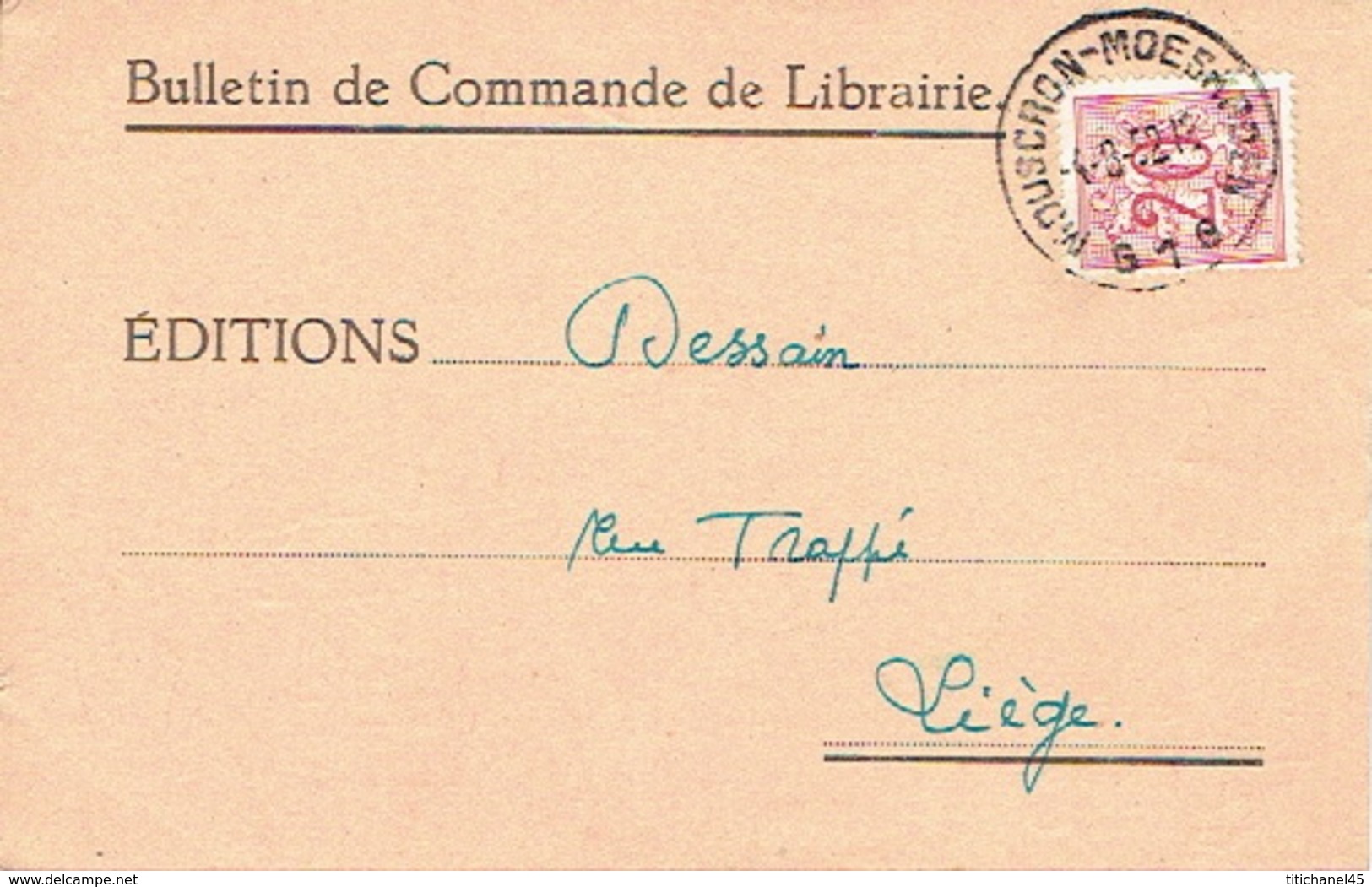 CP Publicitaire MOUSCRON 1952 - Désiré DESSEAUX - Imprimerie, Librairie, Papeterie - Moeskroen