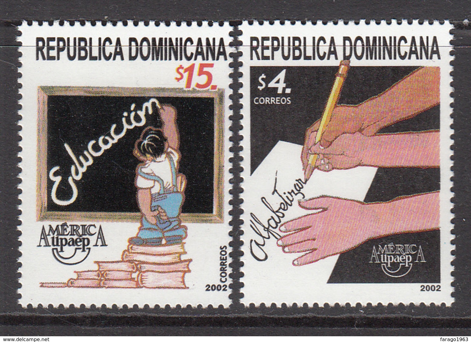 2002 Dominican Republic Education Literacy Complete Set Of 2 MNH - Dominicaine (République)