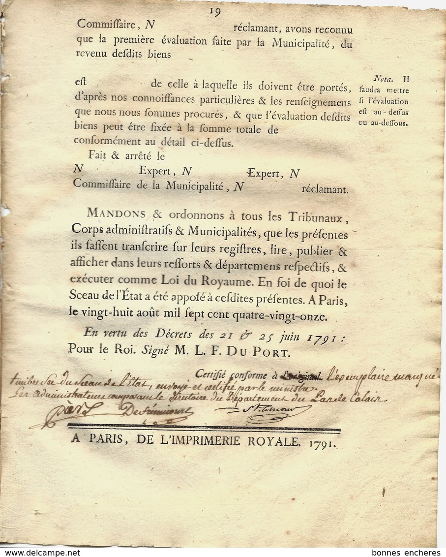 L’IMPOT TOUJOURS L’IMPOT ET LE POIDS DE L ADMINISTRATION   1791 REVOLUTION IMPOTS LOI CONTRIBUTION FONCIERE VOIR SCANS - Décrets & Lois