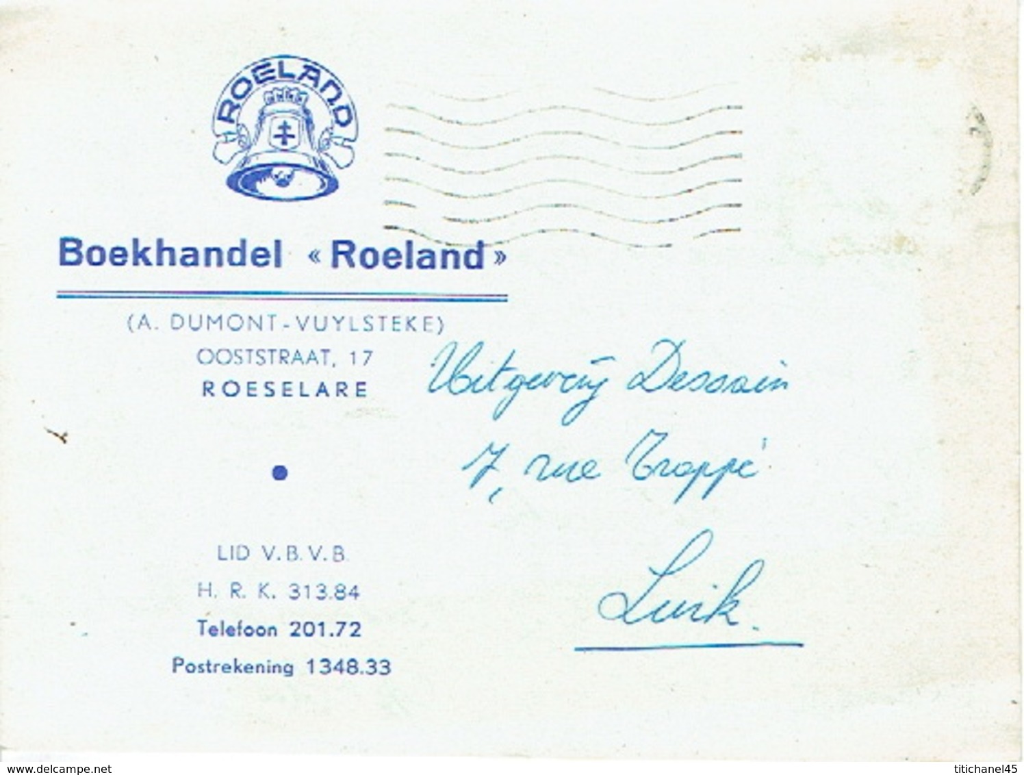 PK Publicitaire ROESELARE 1959 - A. DUMONT - VUYLSTEKE - Boekhandel "ROELAND" - Roeselare