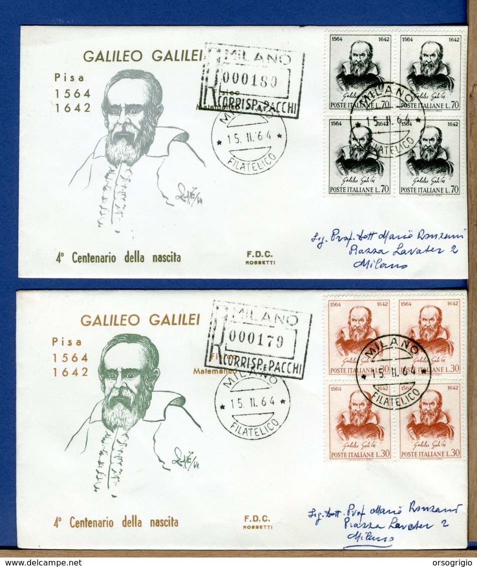 ITALIA - FDC 1964 - RACCOMANDATA CON TIMBRO DI ARRIVO - GALILEO GALILEI - FDC