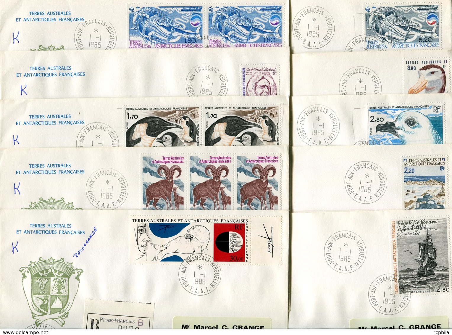 RC A10079 TAAF 1985 LOT DE 10 LETTRES DE PORT AUX FRANÇAIS KERGUELEN TB - Covers & Documents