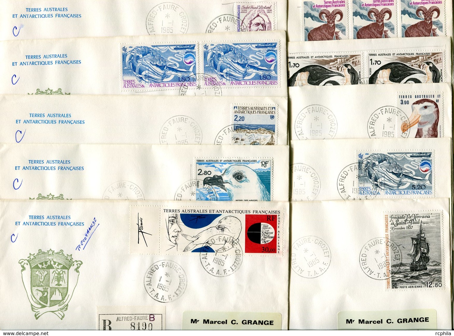 RC A10081 TAAF 1985 LOT DE 10 LETTRES DE LA BASE ALFRED FAURE CROZET TB - Covers & Documents