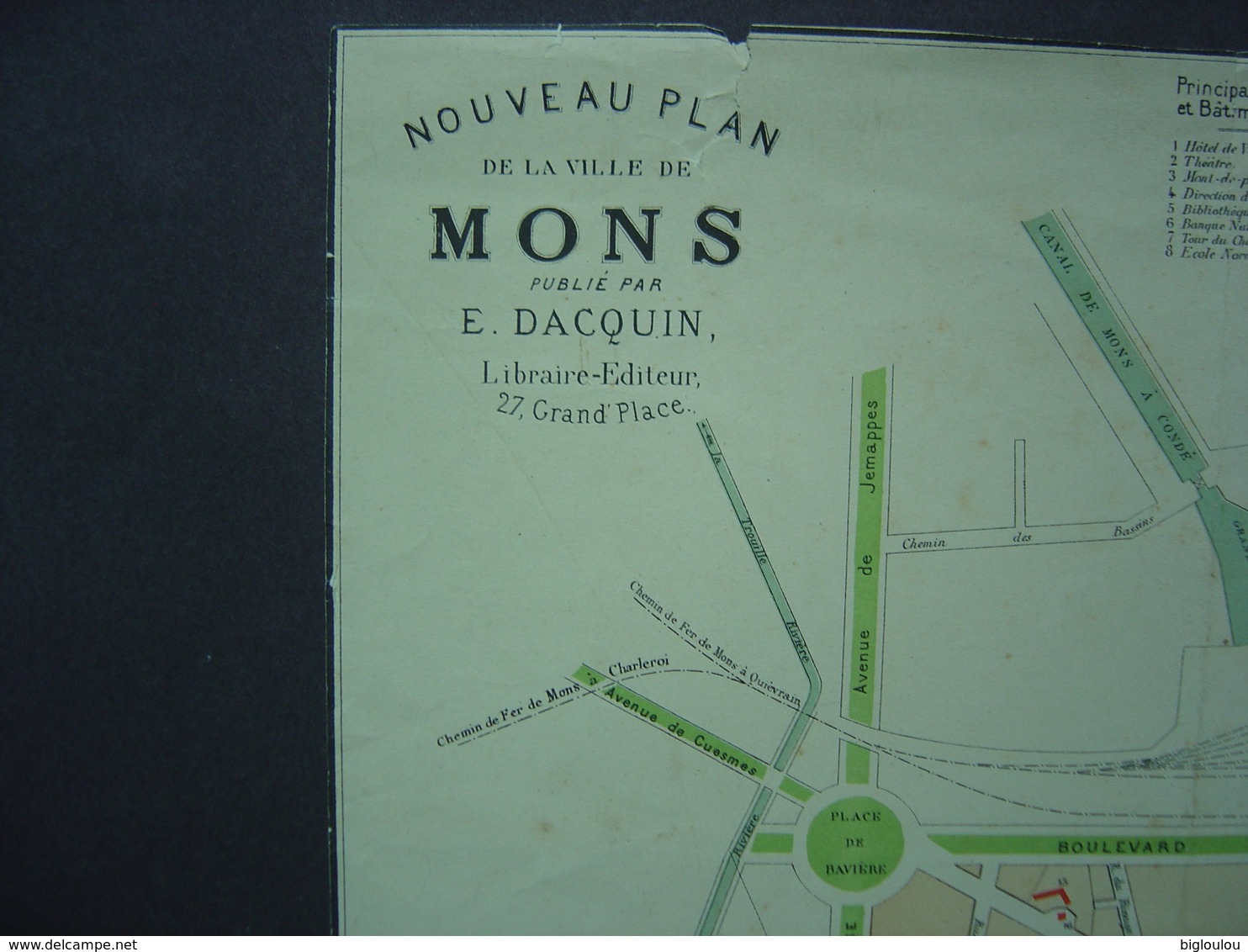 Ancien Plan De La VILLE De MONS  52 X 45 Cms - Topographical Maps