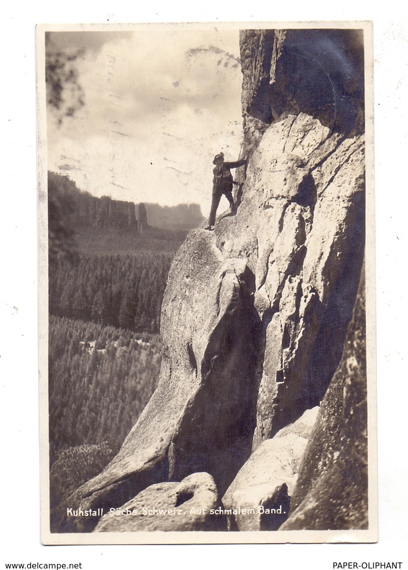 SPORT - BERGSTEIGEN / Climbing, Sächsische Schweiz,  Am Schmalen Band - Bergsteigen