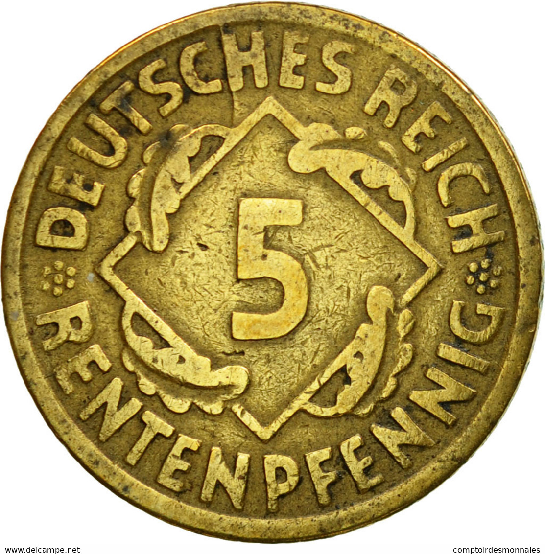 Monnaie, Allemagne, République De Weimar, 5 Rentenpfennig, 1924, Muldenhütten - 5 Rentenpfennig & 5 Reichspfennig