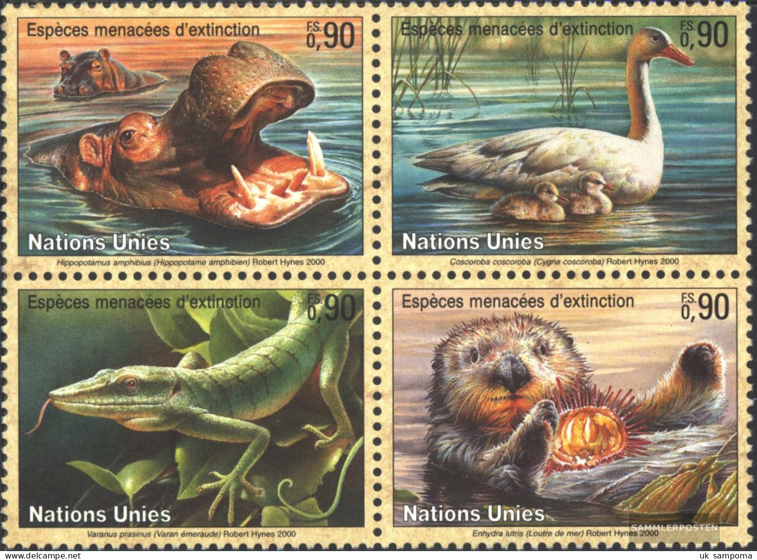 UN - Geneva 385-388 Block Of Four (complete Issue) Unmounted Mint / Never Hinged 2000 Affected Animals - Unused Stamps
