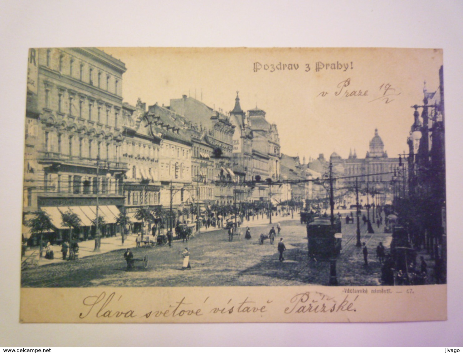 TCHEQUIE  :  Pozdrav Z Prahy  -  Vaklavské Namesti   1901  X - Tchéquie