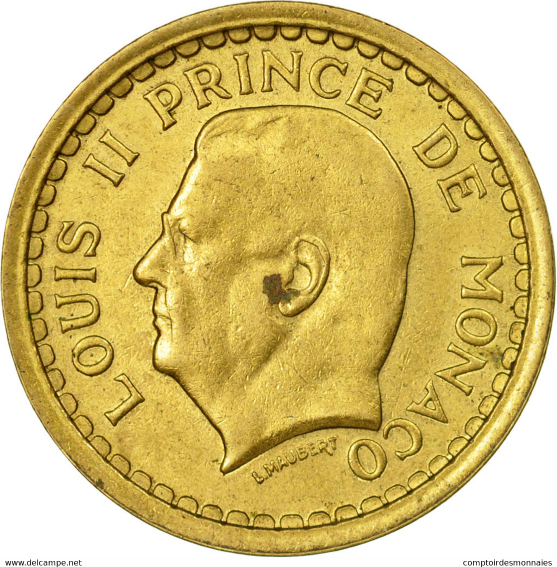 Monnaie, Monaco, Louis II, Franc, 1943, Poissy, TTB, Bronze-Aluminium - 1922-1949 Louis II