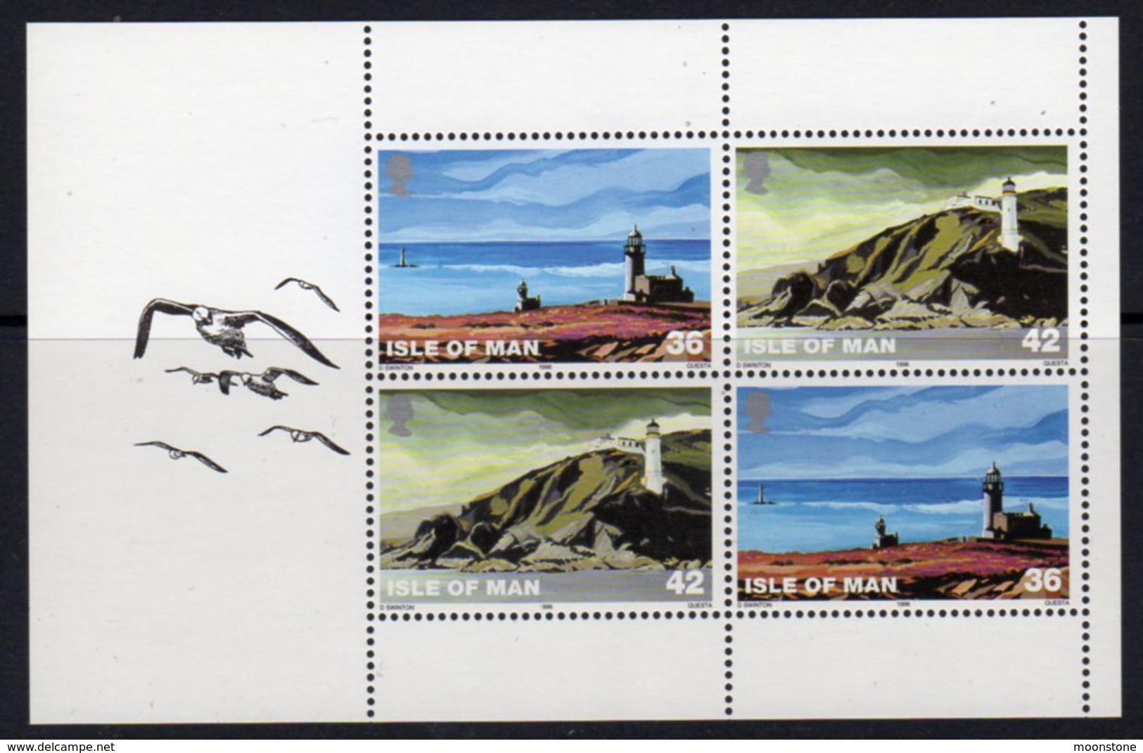 Isle Of Man 1996 Lighthouses 36/42p Booklet Pane, MNH, Ref. 49 - Lighthouses