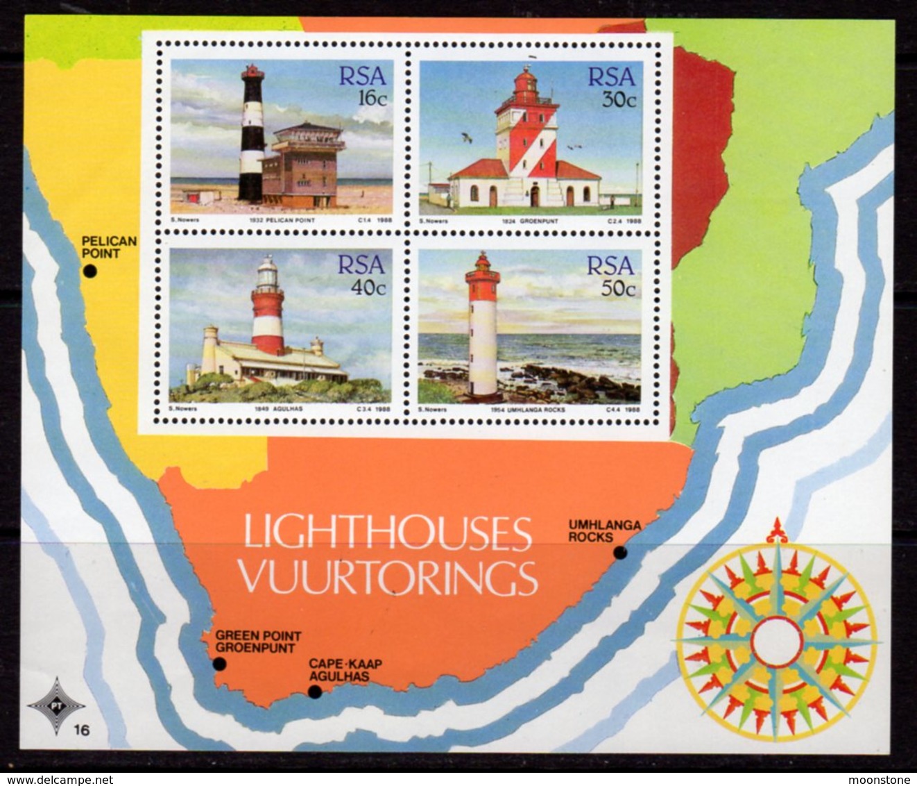 South Africa 1988 Lighthouses MS, MNH, SG 653, Ref. 62 - Lighthouses