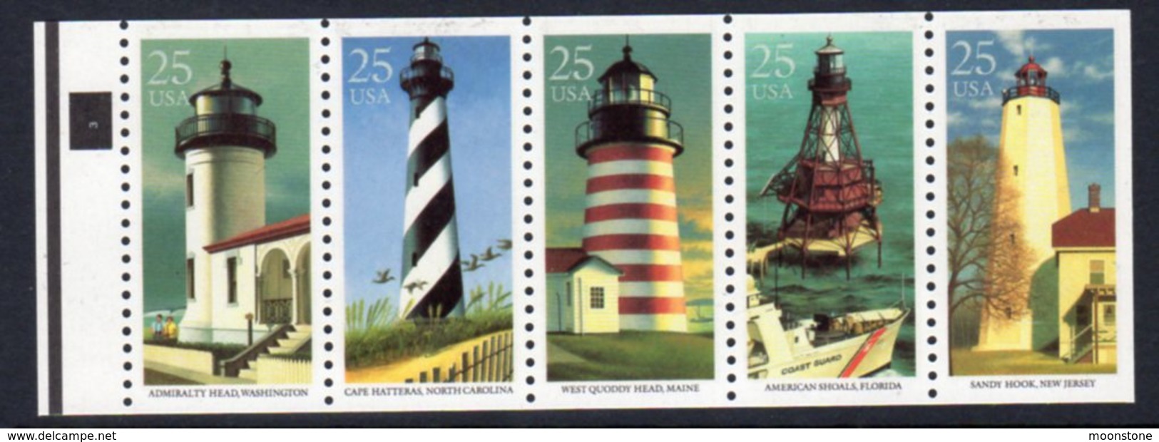 USA 1990 Lighthouses Strip Of 5, MNH, SG 2516/20, Ref. 66 - Lighthouses