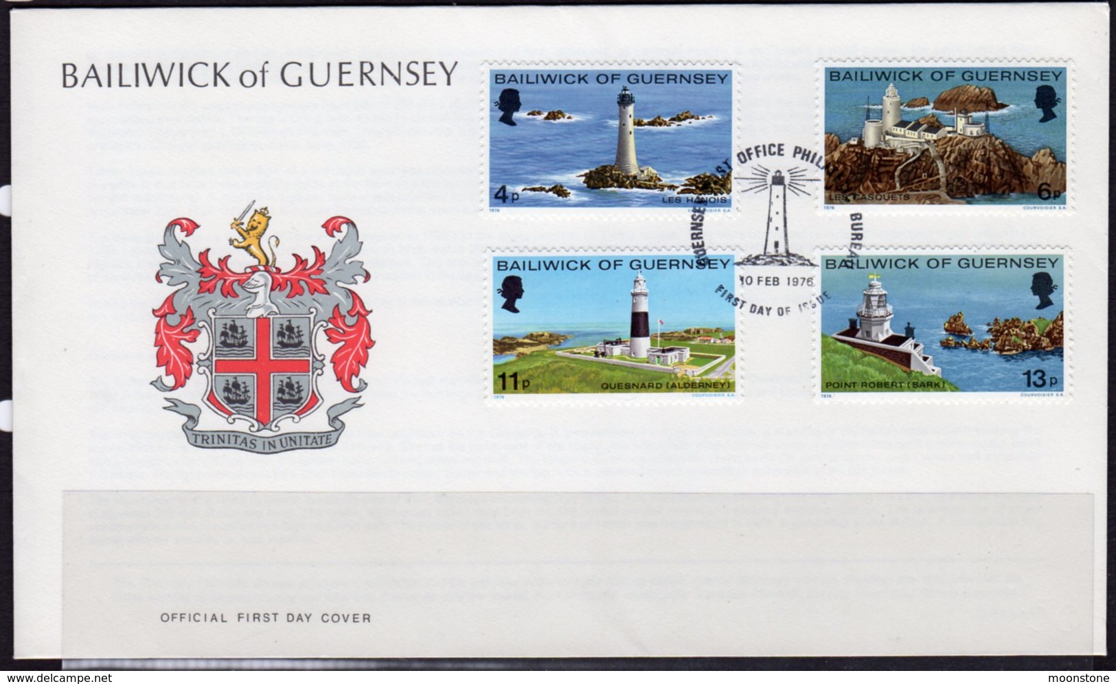 Guernsey 1976 Lighthouses FDC, MNH, SG 135/8, Ref. 69 - Lighthouses