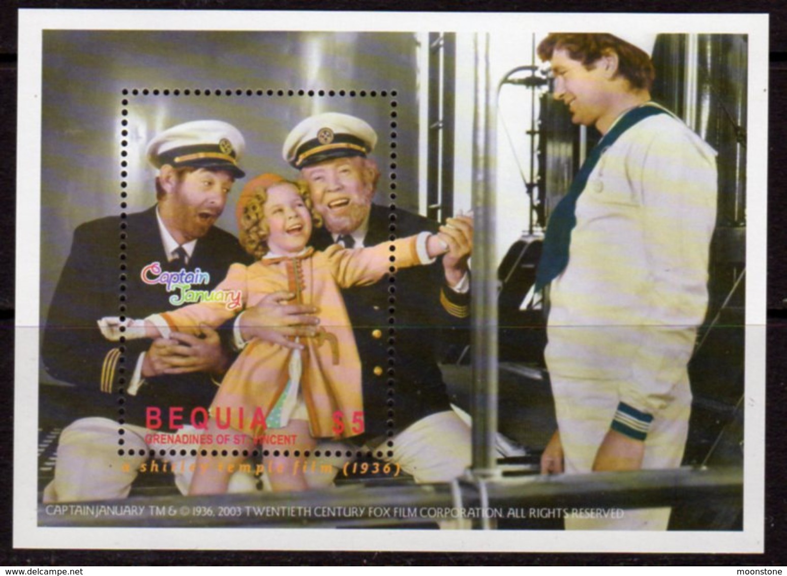 St. Vincent Bequia 2002 Shirley Temple 'Captain January' Film In Lighthouse MS, MNH, Ref. 87 - Lighthouses