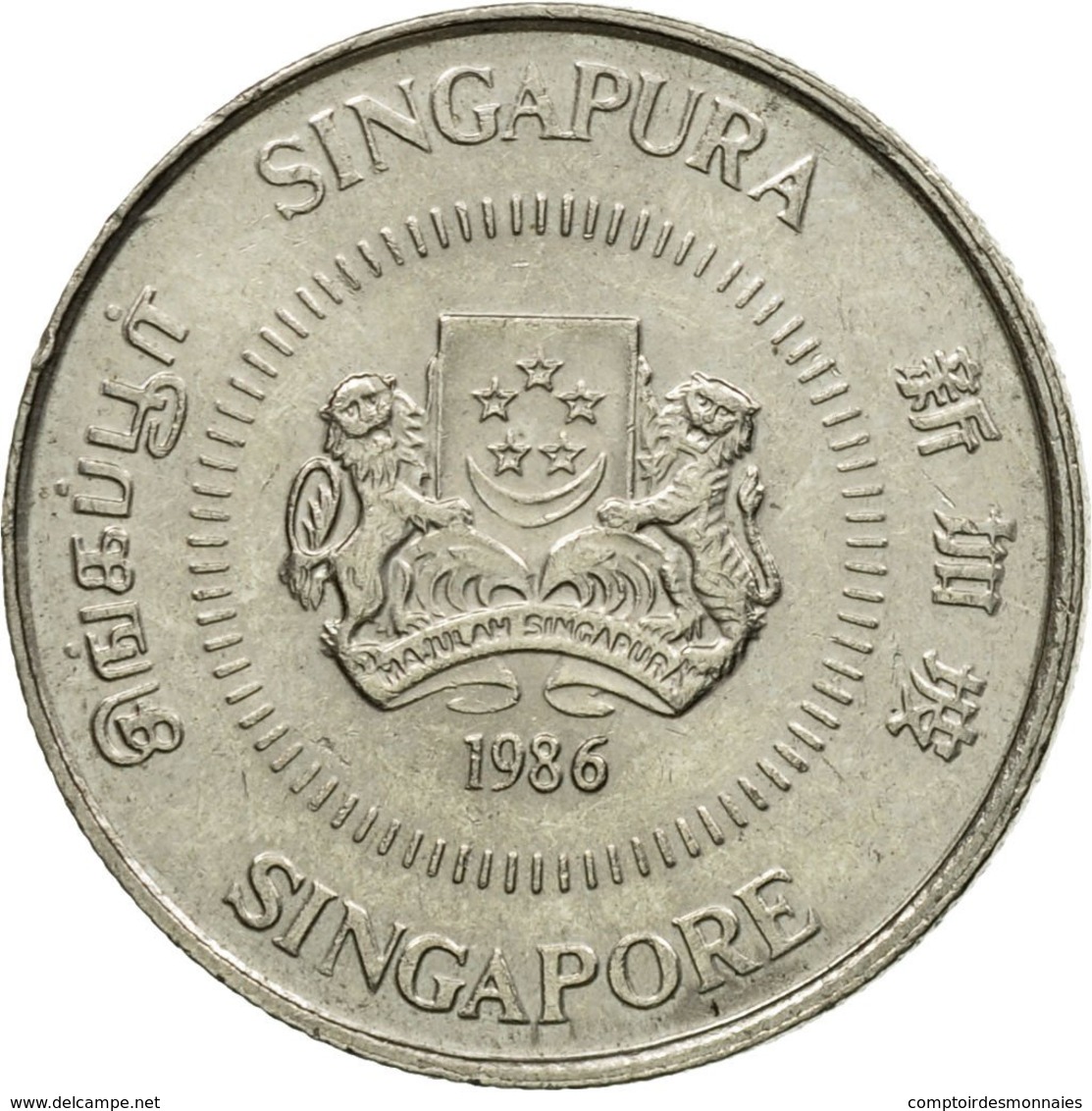 Monnaie, Singapour, 10 Cents, 1986, British Royal Mint, TTB+, Copper-nickel - Singapour