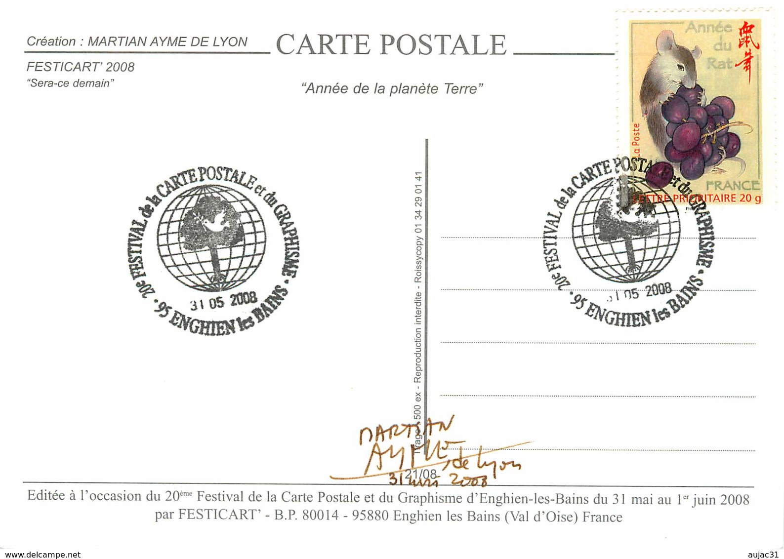 Illustrateurs - IIlustrateur Martian Ayme - Enghien Les Bains - Planète Terre - Autographe - Signature - Other & Unclassified