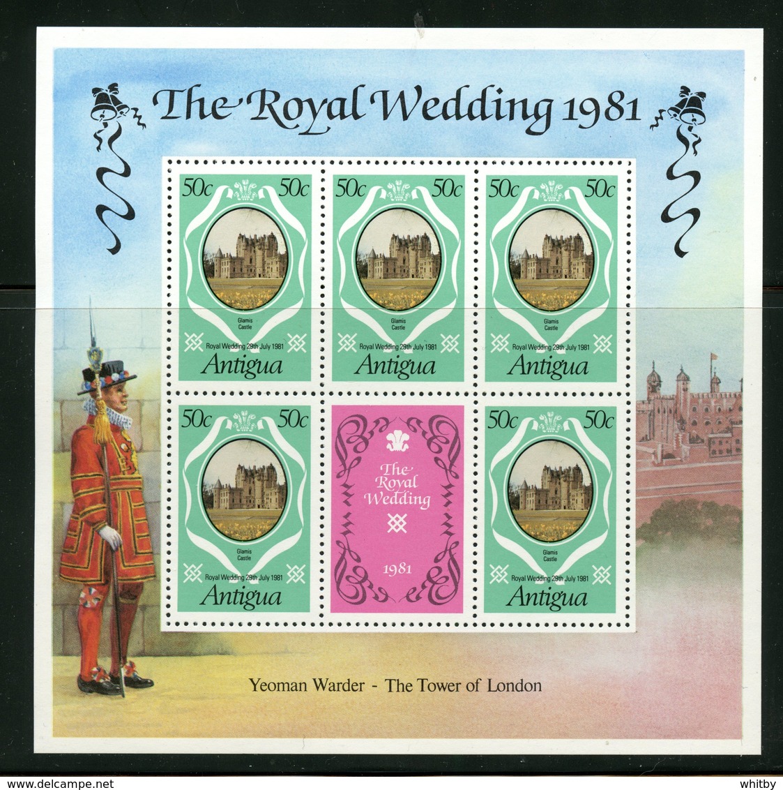 Antigua 1981   50c Royal Wedding  Issue #624  MNH Souvenir Sheet - Antigua And Barbuda (1981-...)