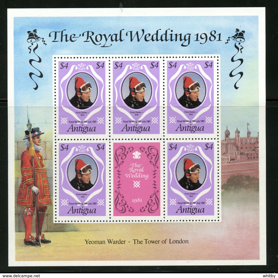 Antigua 1981  $4.00  Royal Wedding  Issue #624  MNH Souvenir Sheet - Antigua And Barbuda (1981-...)