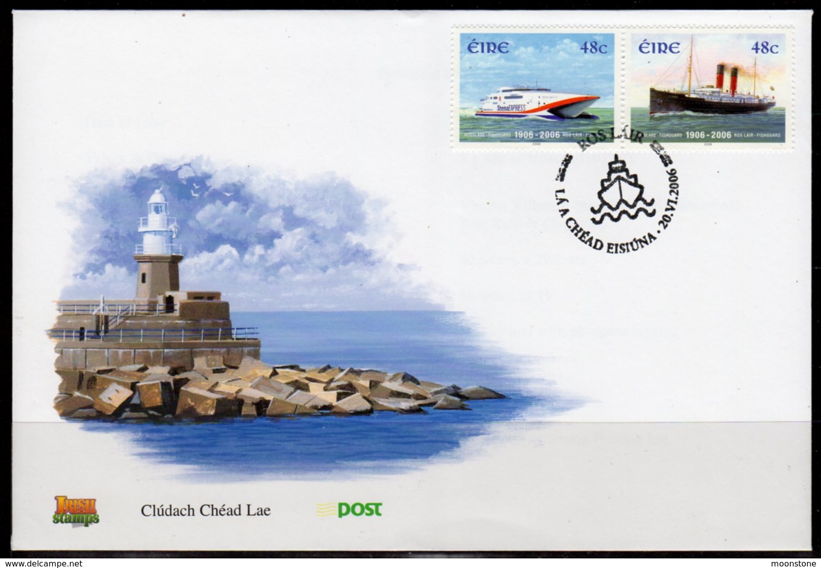 Ireland 2006 Rosslare-Fishguard Ferry Set Of 2 On FDC, Lighthouse On Cover, Ref. 109 - Lighthouses