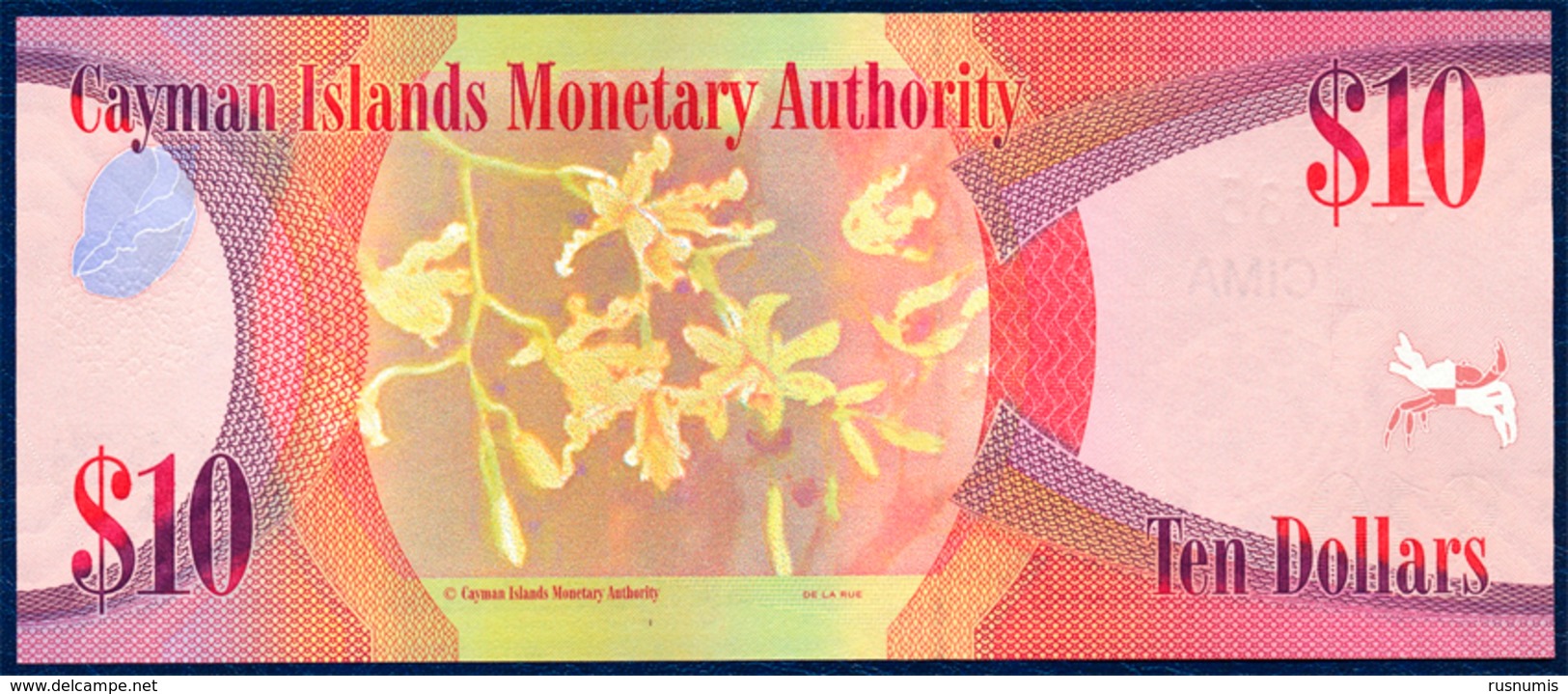 CAYMAN ISLANDS 10 DOLLARS PICK 40a QUEEN ELIZABETH II UNDERWATER FAUNA CRAB FLOWER BANANA ORCHID 2010 UNC - Iles Cayman