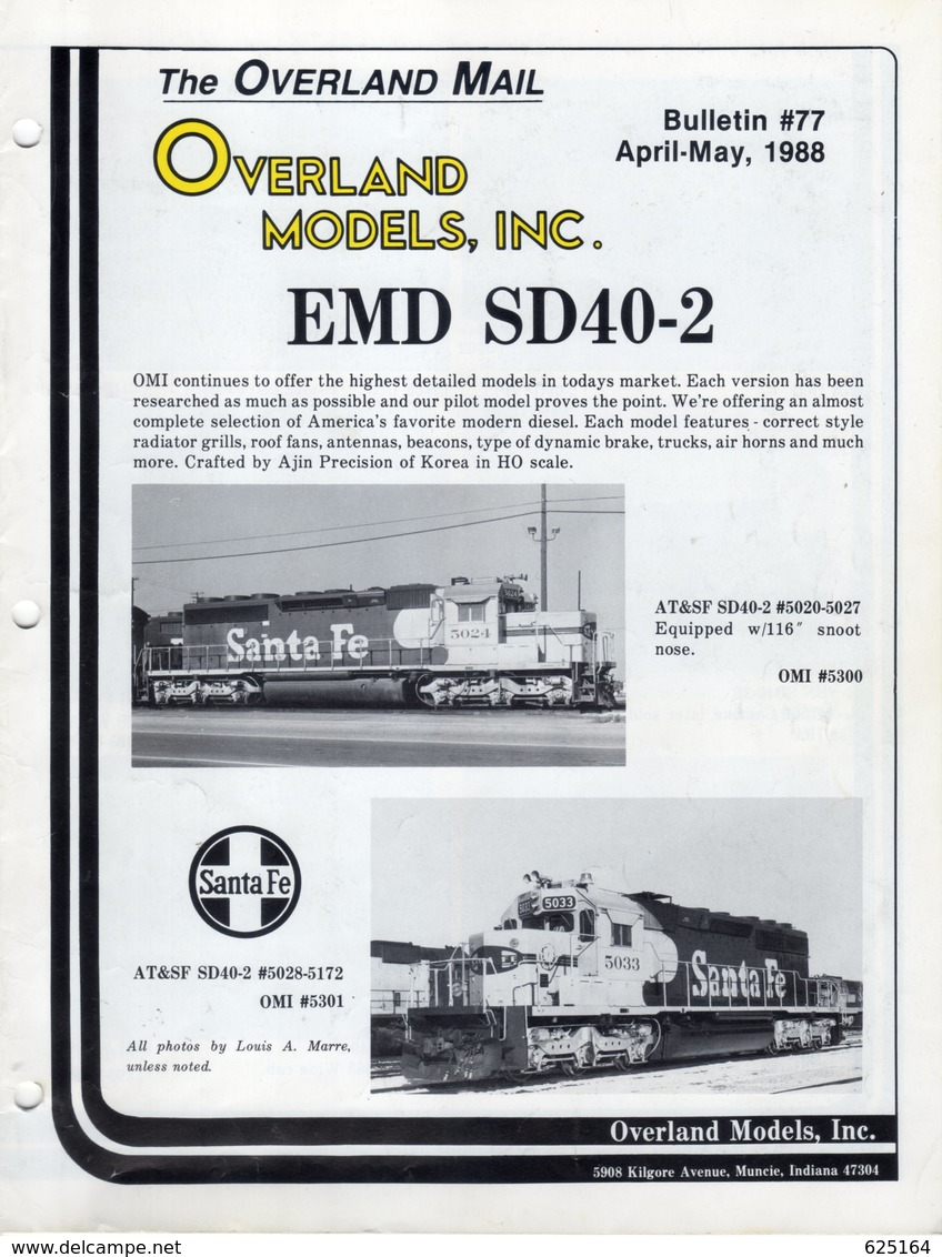 Catalogue -revue OVERLAND MODELS Mail Bulletin 77 April-May 1988 - Englisch