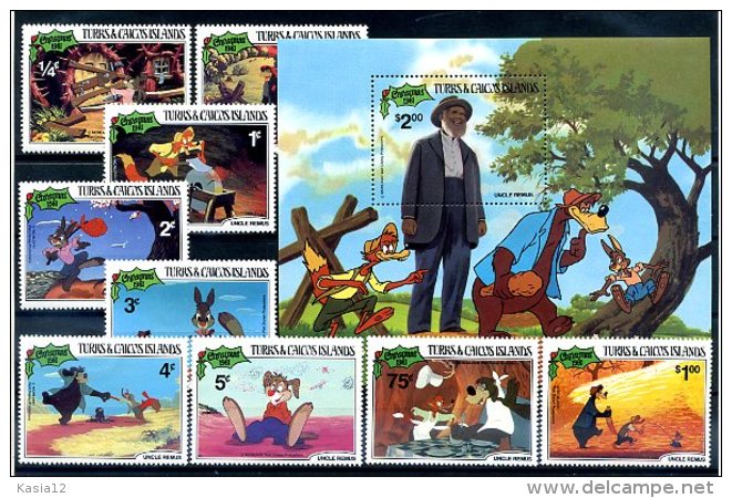 A20351)Disney: Turks + Caicos-Inseln 554 - 562** + Bl 34** - Disney