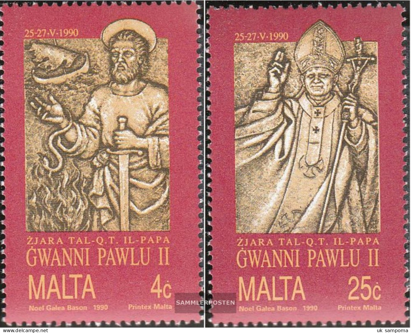 Malta 841-842 (complete Issue) Unmounted Mint / Never Hinged 1990 Pope - Malta