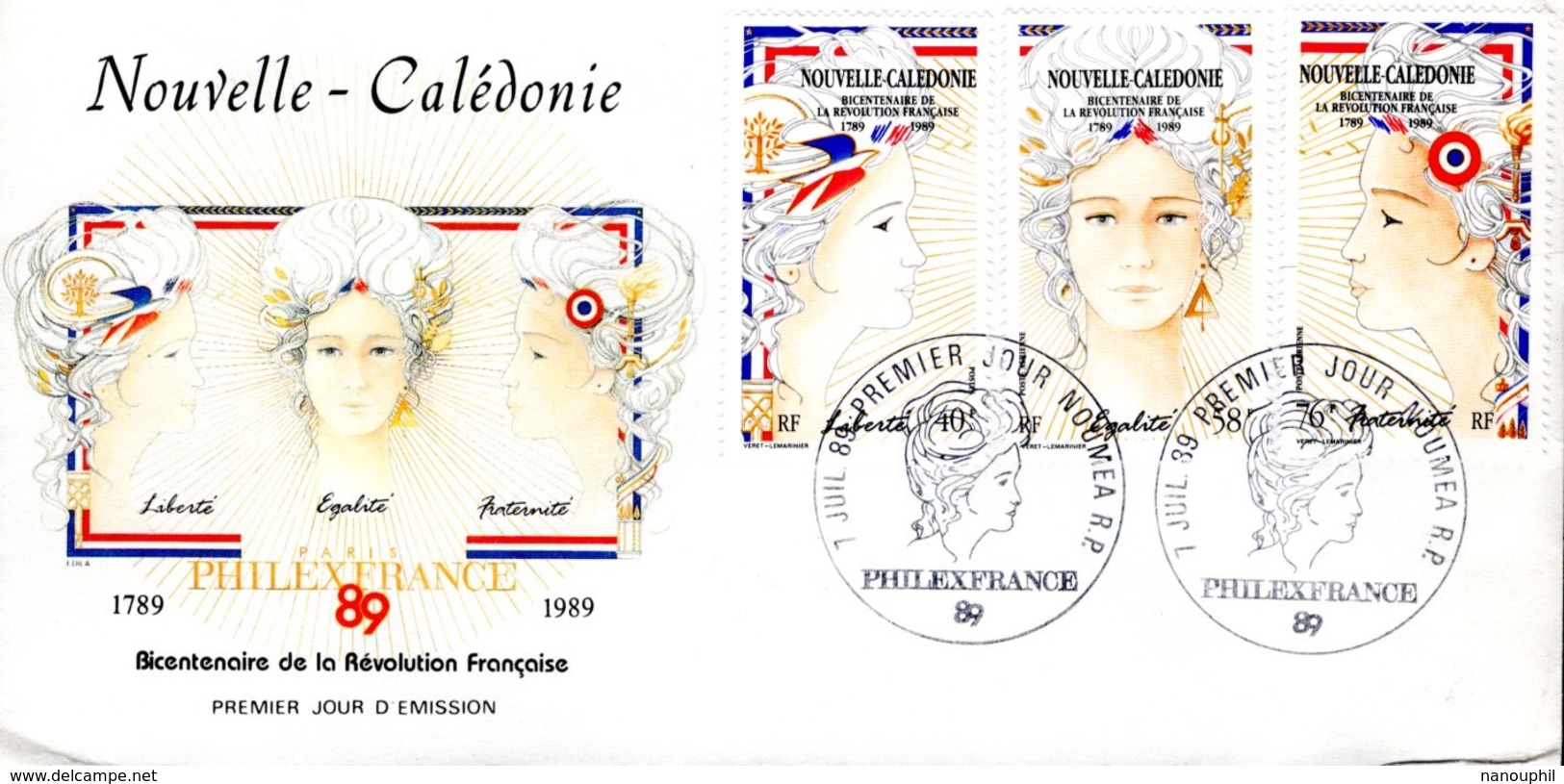 Nouvelle-Calédonie  PHILEXFRANCE 1989   Bicentenaire De La Révolution Française    Enveloppe 1er Jour  FDC  1989 - Gebraucht