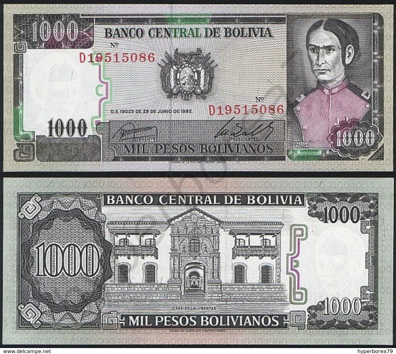 Bolivia P 167 - 1000 Bolivianos 25.6.1982 - UNC - Bolivien