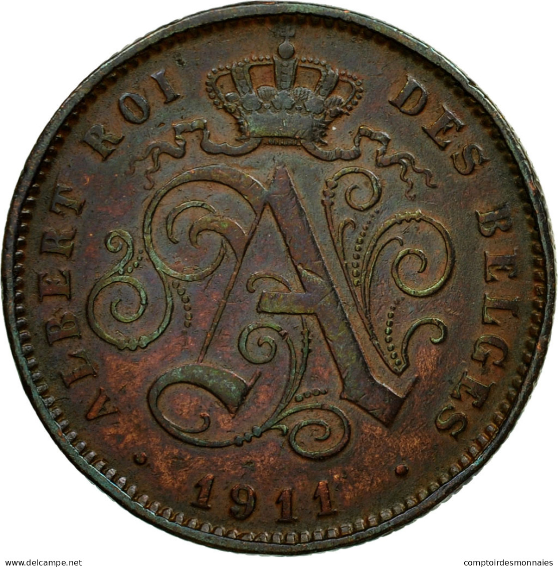 Monnaie, Belgique, Albert I, 2 Centimes, 1911, TTB+, Cuivre, KM:64 - 2 Cents