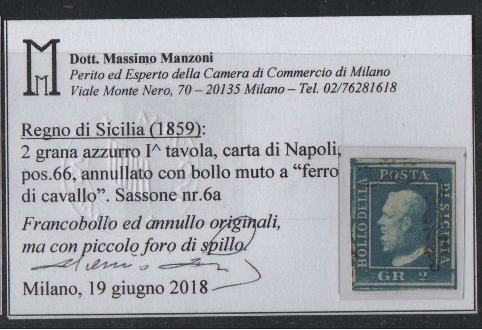 2 Grana Azzurro I Tav (NA) Pos. 66 Usato Ottima IIa Sc. (€ 220) - Sicilia