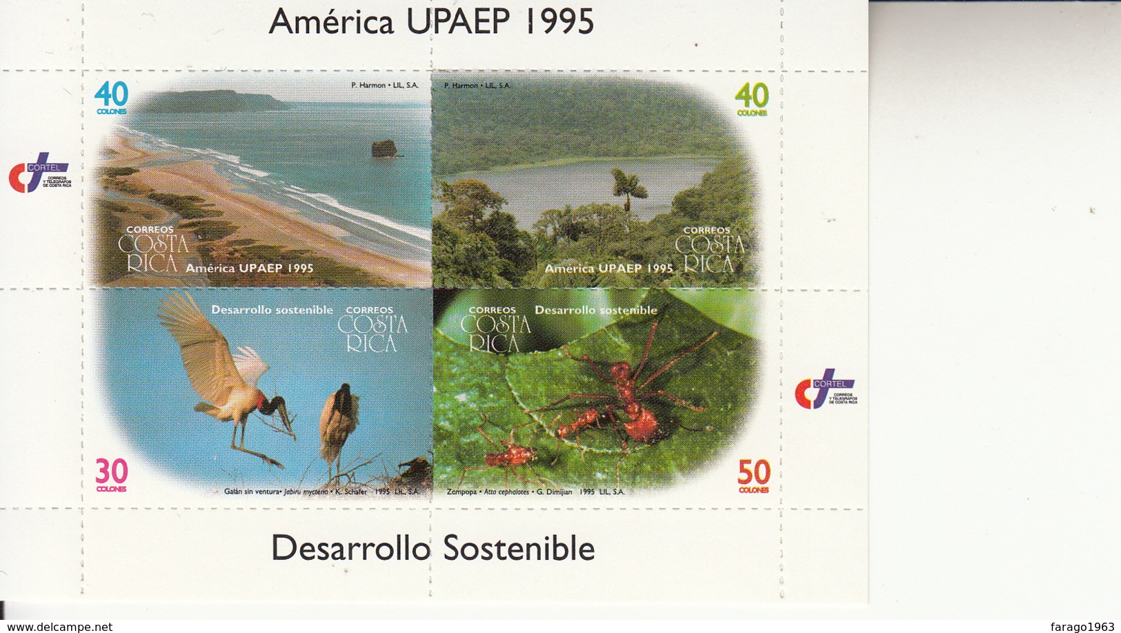 1995 Costa Rica Nature Birds Spiders  Souvenir Sheet Of 4 MNH - Costa Rica