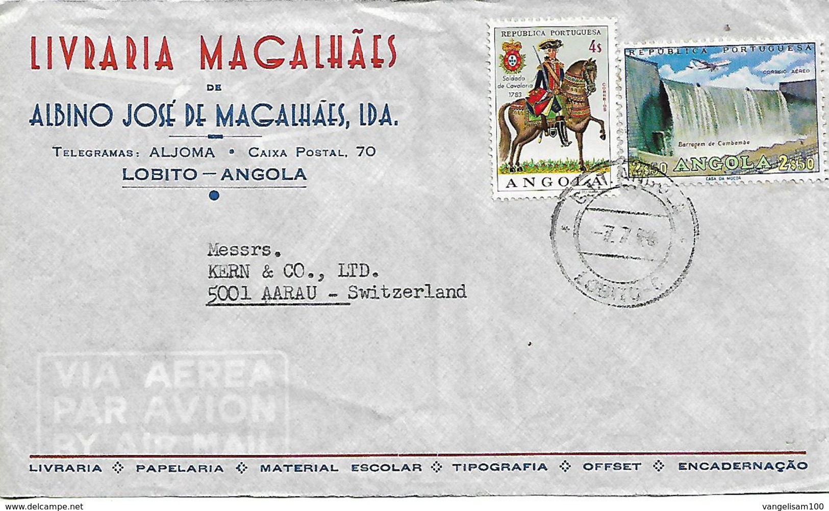 ANGOLA COLONY OF PORTUGAL Old Cover Sent To Aarau 2 Stamps COVER USED - Angola