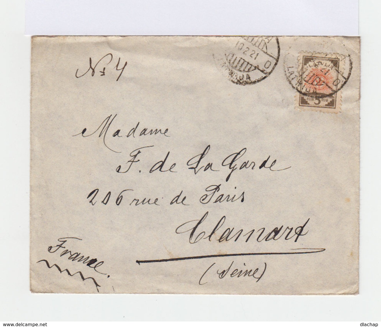 Sur Enveloppe Timbre Lettonie République 5r. Brun Et Orange. CAD Riga Lathija 1921. (694) - Lettonie