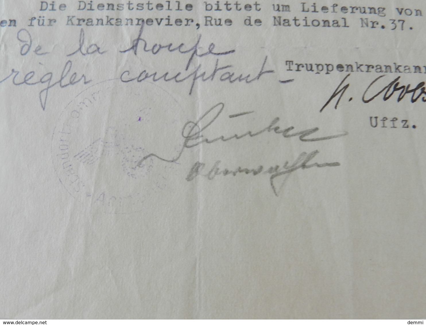 Militaria - Armentières (59) - Document écrit En Allemand - Standortkommandantur D'Armentières - 1943 - Documenti Storici