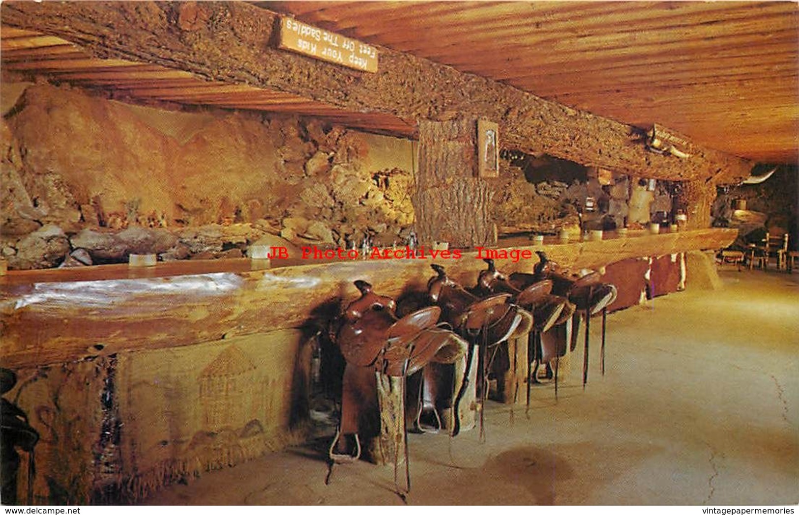 281589-Montana, Helena, Frontier Town, Long Bar, Interior View, Ernest Peterson Photo By Mike Roberts No C10144 - Helena