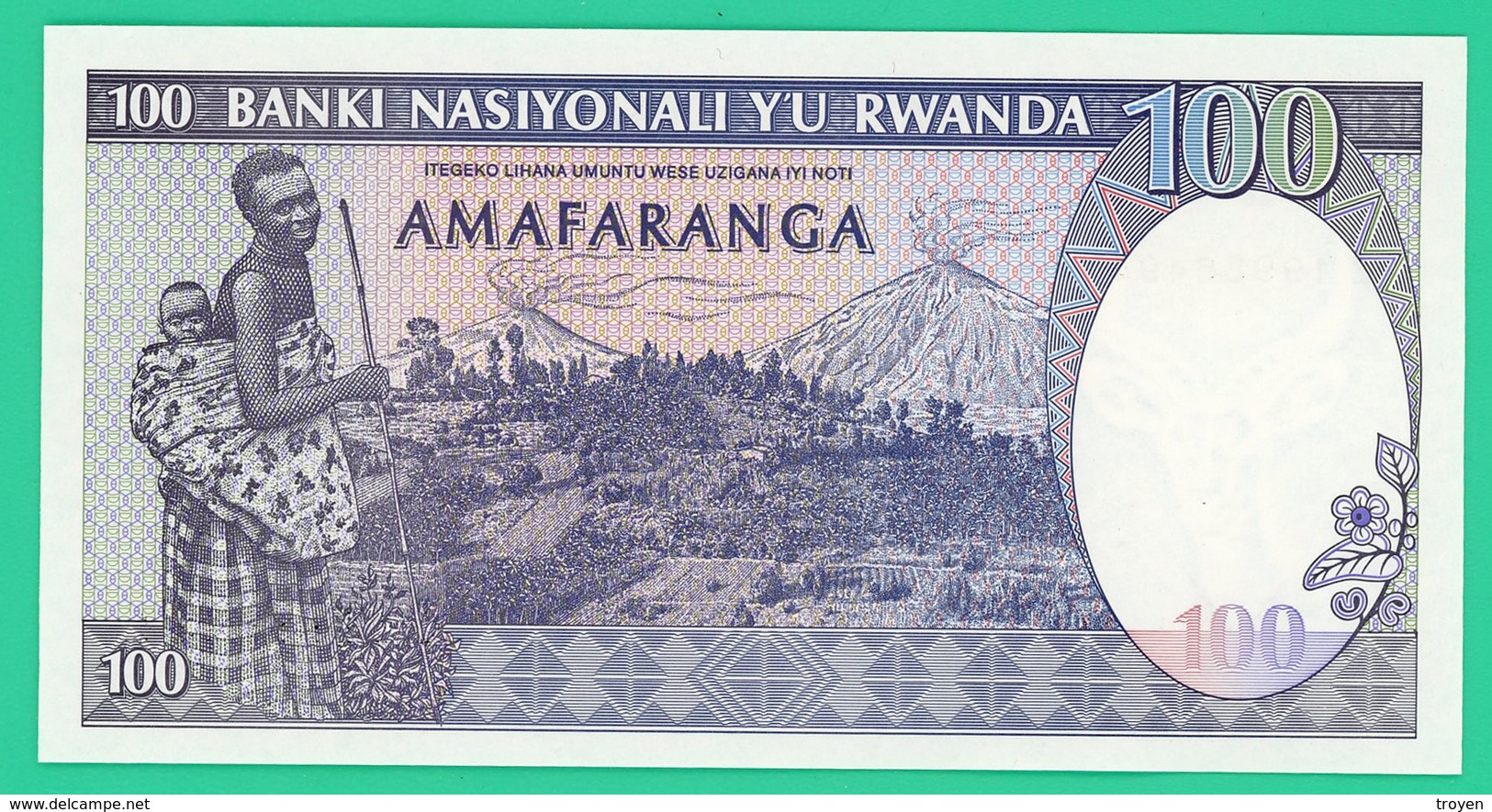 100 Francs  - Rwanda - 1989 - N° Z19986491 -  Neuf - - Rwanda