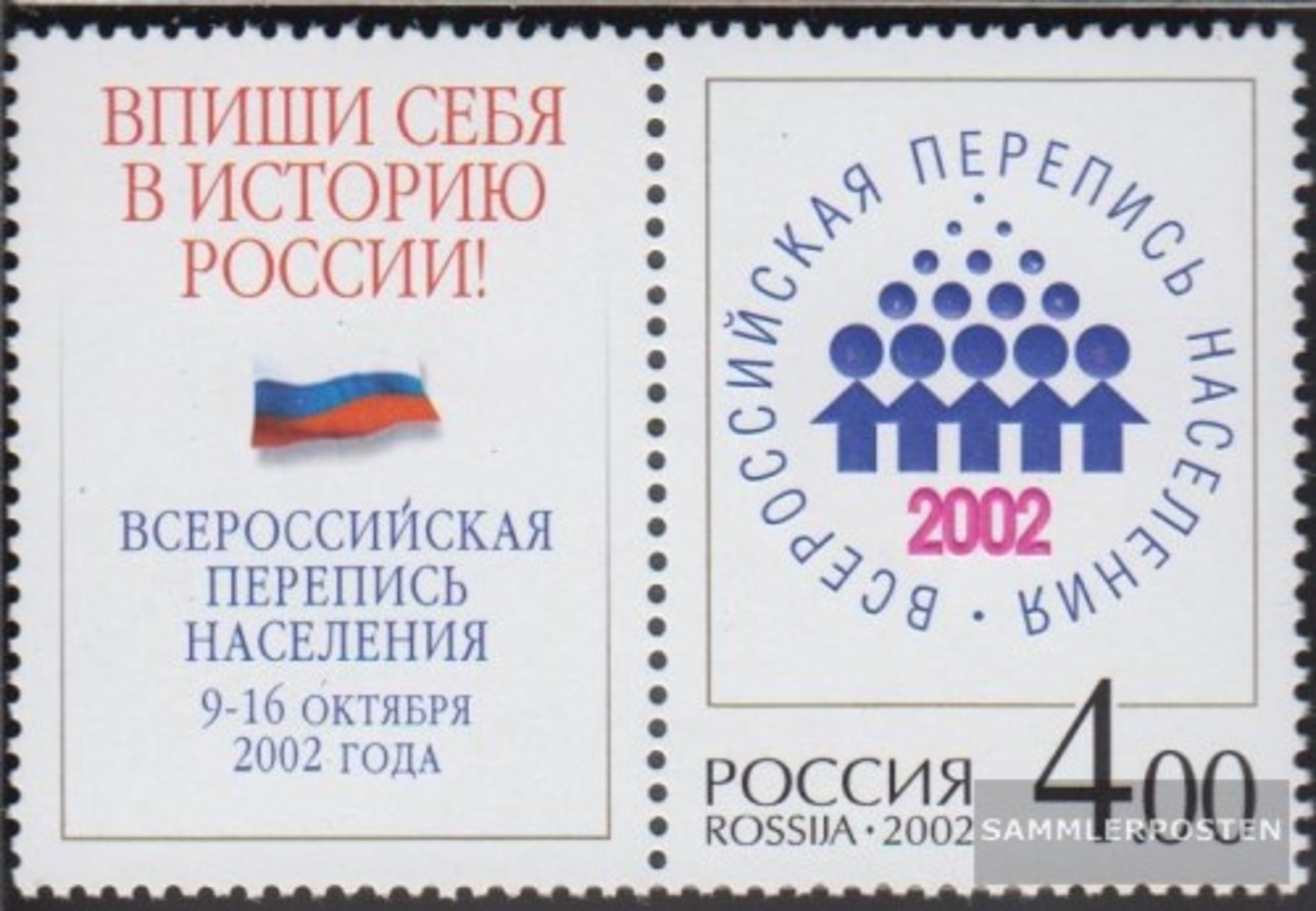 Russland 1019Zf Con Allunga (completa Edizione) MNH 2002 Censimento - Neufs