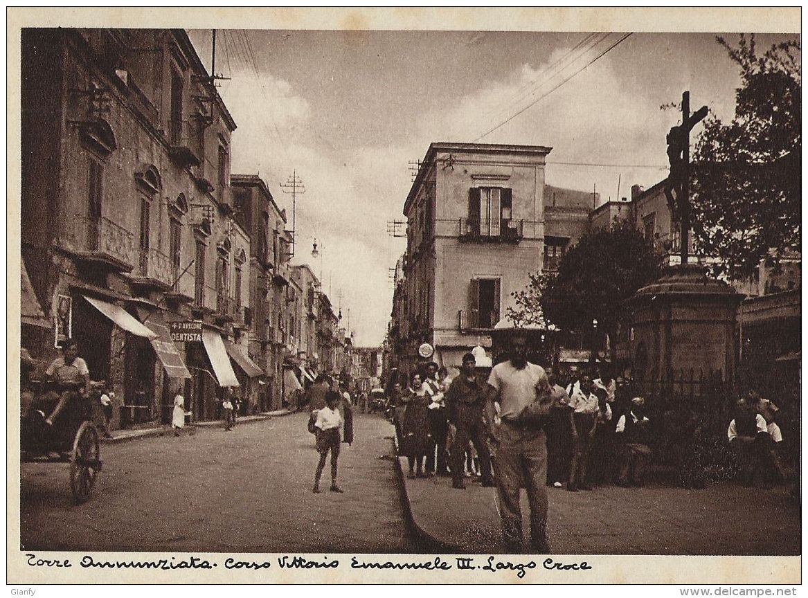 TORRE ANNUNZIATA CORSO VITTORIO EMANUELE III LARGO CROCE 1940 ANIMATA - Torre Annunziata