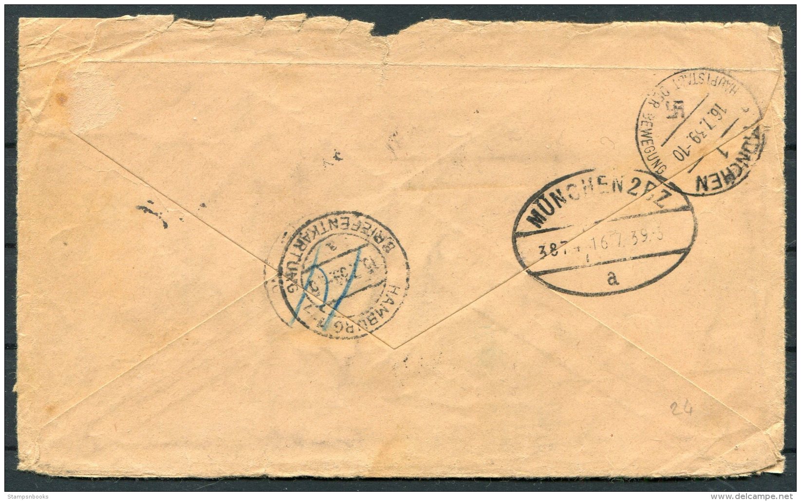 1939 Algeria Alger Registered Cover - Germany. Hamburg Redirected Munchen - Covers & Documents