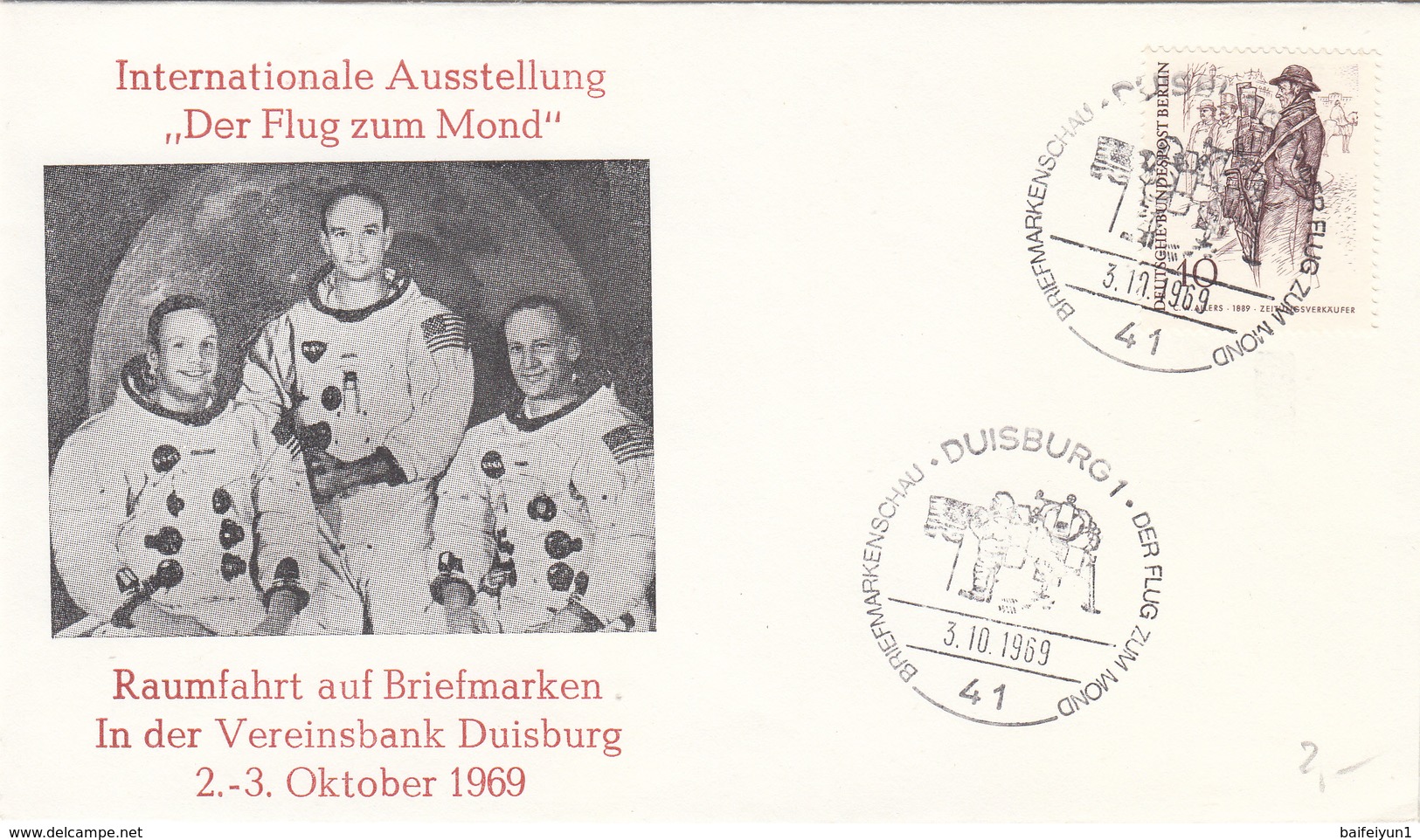 Germany 1969 Apollo-11 Spacecraft And Spaceman  Commemoraitve Cover - América Del Norte